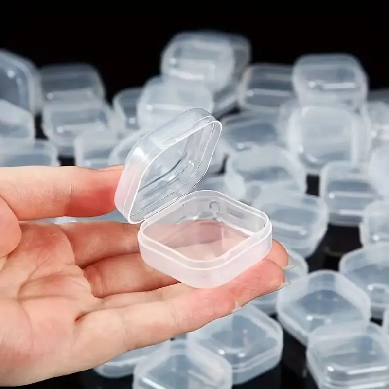 A Set of 30 Plastic Jewelry Storage Boxes with Lids, Designed As Mini Square Containers for Organizing Beads, Earrings, And Small Craft Items. These Boxes Are Ideal for Keeping Bedroom Additions, Handicrafts, Bead Organizer