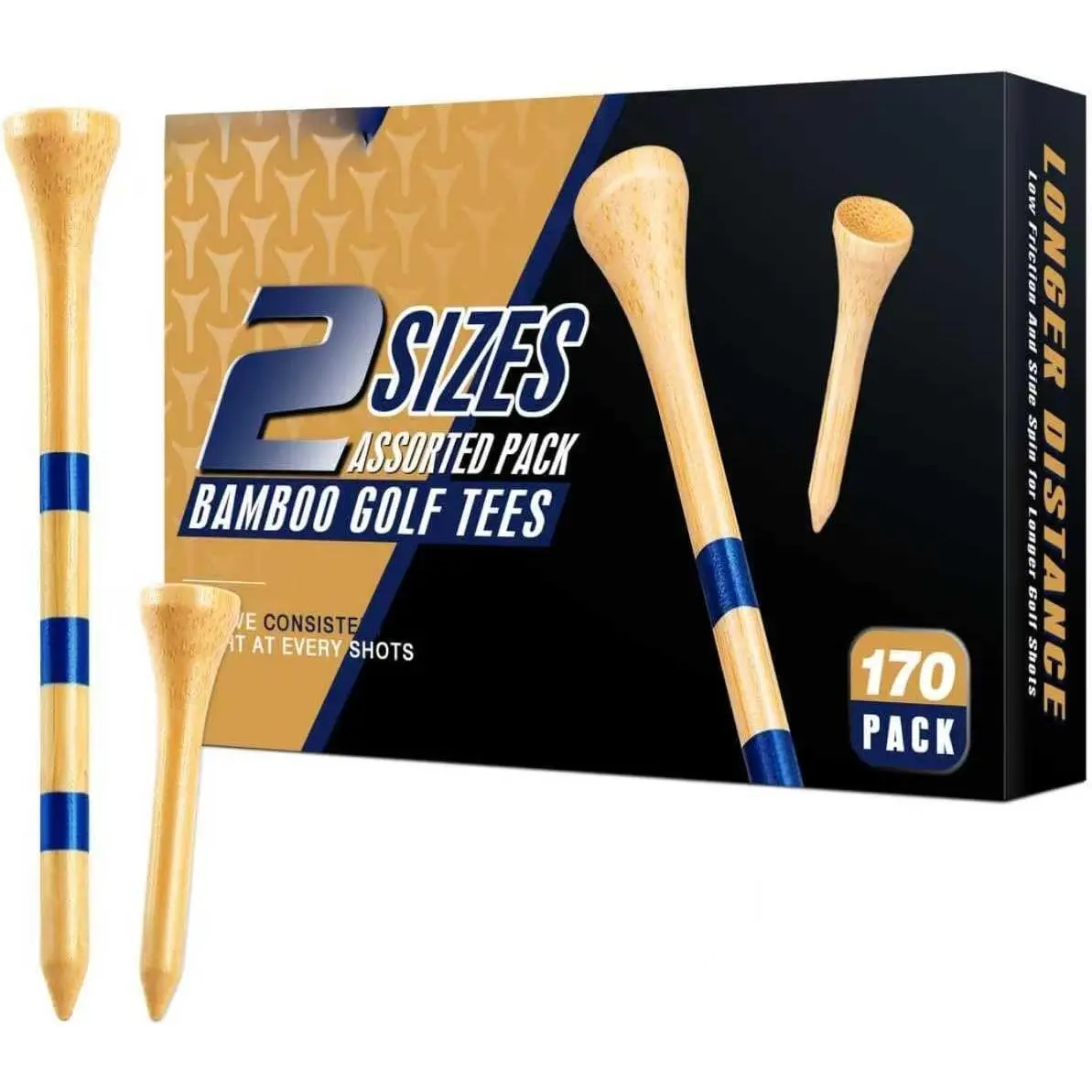 Golf Tees 170 Pack - 120 count Long Tees with 50 count Short Tees  Pack - Friendly  Material Golf Tee