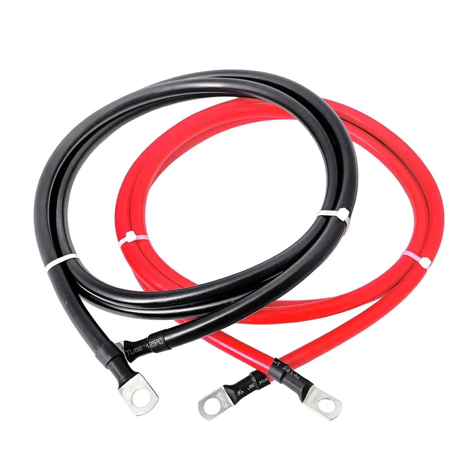 2 AWG Battery Cables 2 Gauge Pure Copper Battery Inverter Cables with 3/8 in Lugs terminals Marine Grade for Automotive Solar Power Inverter Boat RV Car Motorcycle (5FT)