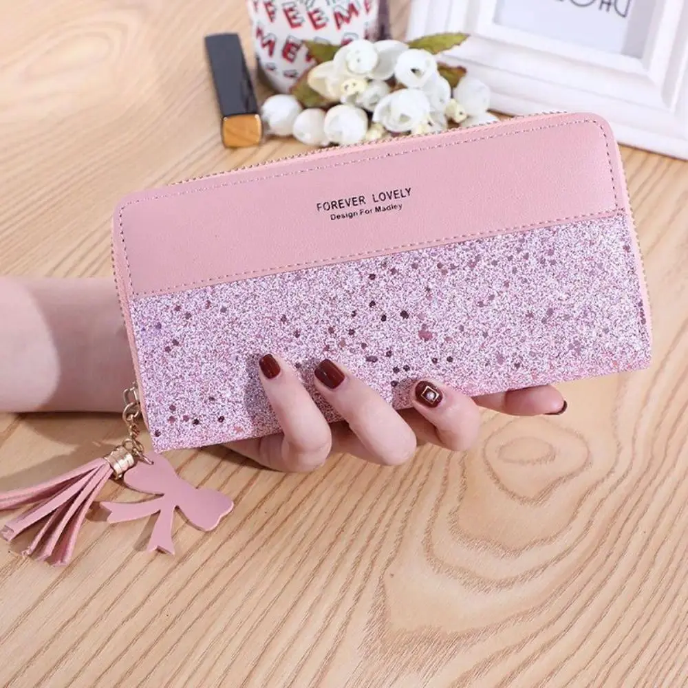 Women's Floral Embossed Leather Wallet, Zip Around Long Wristlet Clutch Purse with Bear Charm Strap, Large Capacity Card Holder with Cash Slots for Daily Carry, Shopping, Travel and Gift