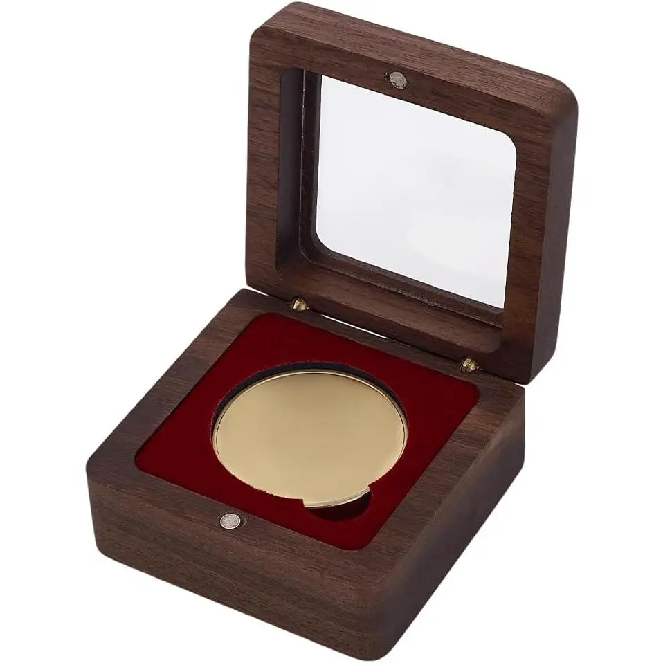 Durable Modern Single 40mm Presentation Display Box with Red Interior, Visible Window, Clasp Closure – Home Organizer Storage Case for Collectors’ Medals & Commemoratives