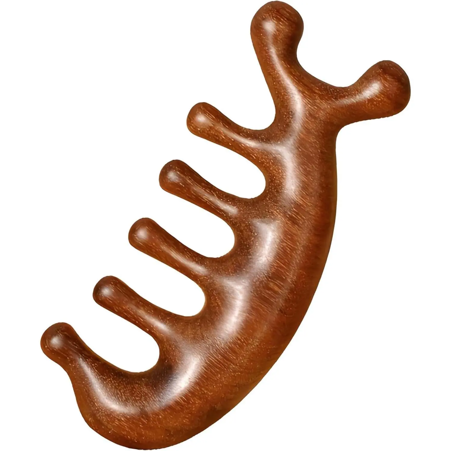 Gentle Natural Sandalwood Gua Sha Wood Massage Tool - 7-Prong Ergonomic Handheld Scented Comb, Durable 1-Piece Daily Beauty Home Supplies for Head Neck Shoulder, Brown Festive & Party Gift