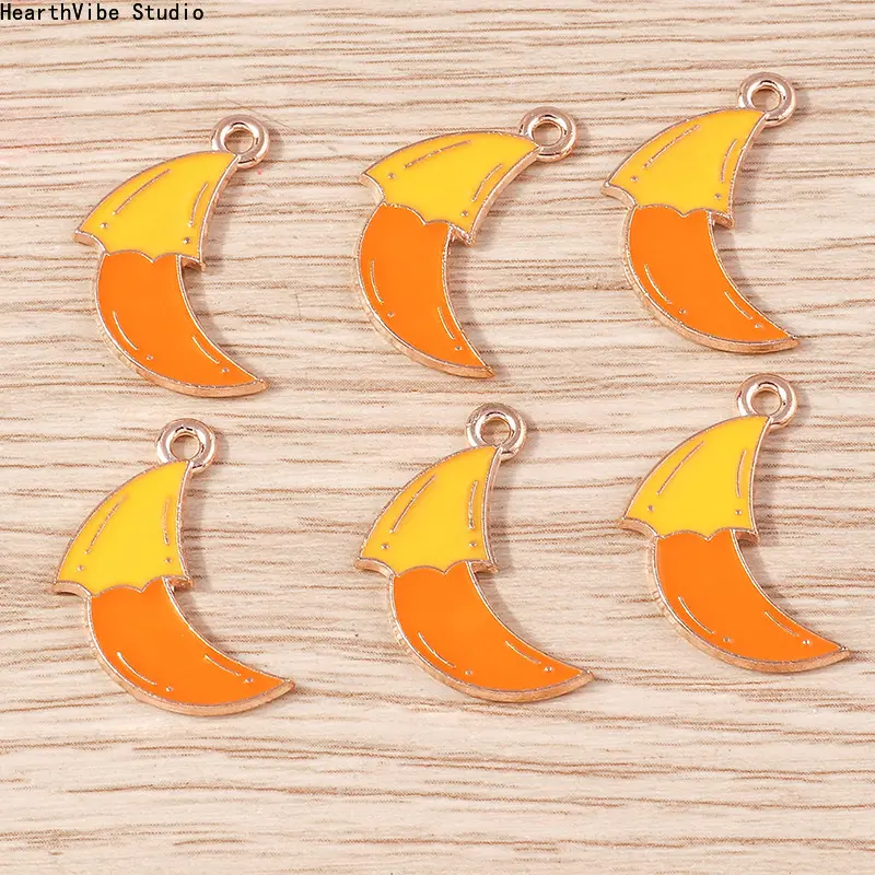 10 Pieces/Pack Halloween Fruit-Themed Charms (Banana, Moon) – Accessories for Earrings, Bracelets, Necklaces, and Keychains
