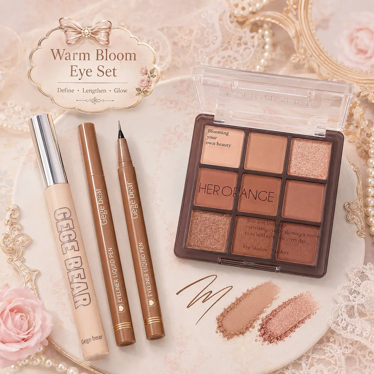 Daily Eye Makeup Set, 9-Color Earthy Eyeshadow Palette, Waterproof Eyeliner Pen, Long-Lash Mascara, Beginner-Friendly, Affordable Cosmetic Kit