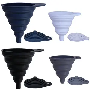 Silicone Collapsible Funnels for Filling Bottles, Funnels for Kitchen Use Set of 4, Foldable Kitchen Utensils, Food Grade Funnel for Liquid Powder Transfer