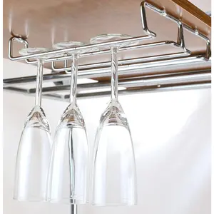2PK Single Rail Wine Glass Stemware Rack Holder, Chrome