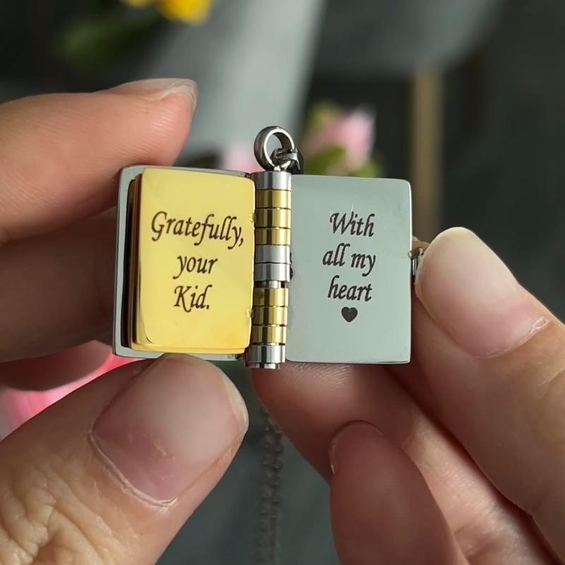 Best Mom Ever Book Necklace - Personalized 6-Page Engraved Pendant with Hidden Messages, Openable Flip Design | Adjustable Silver & 18k Gold Jewelry | Perfect Mother's Day, Birthday, Memorial Gift for Mom - A Timeless Love Letter Close To Her Heart Best Mom Ever Book Necklace - Personalized 6-Page Engraved Pendant with Hidden Messages, Openable Flip Design | Adjustable Silver & 18k Gold Jewelry | Perfect Mother's Day, Birthday, Memorial Gift for Mom - A Timeless Love Letter Close To Her Heart