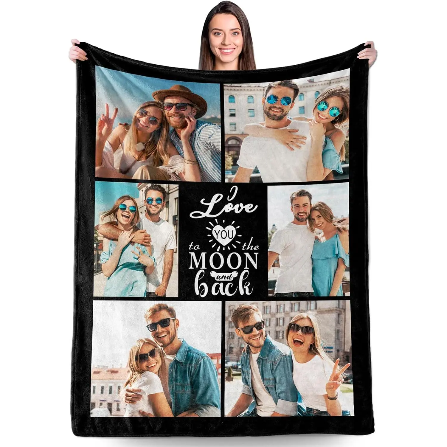 Custom Blanket with Photos Personalized Valentines Day Gifts for Him Her Customized Soft Flannel Blankets with Pictures Text Personalized Blankets and Throws for Boyfriend Girlfriend Husband Wife cozy holiday decor