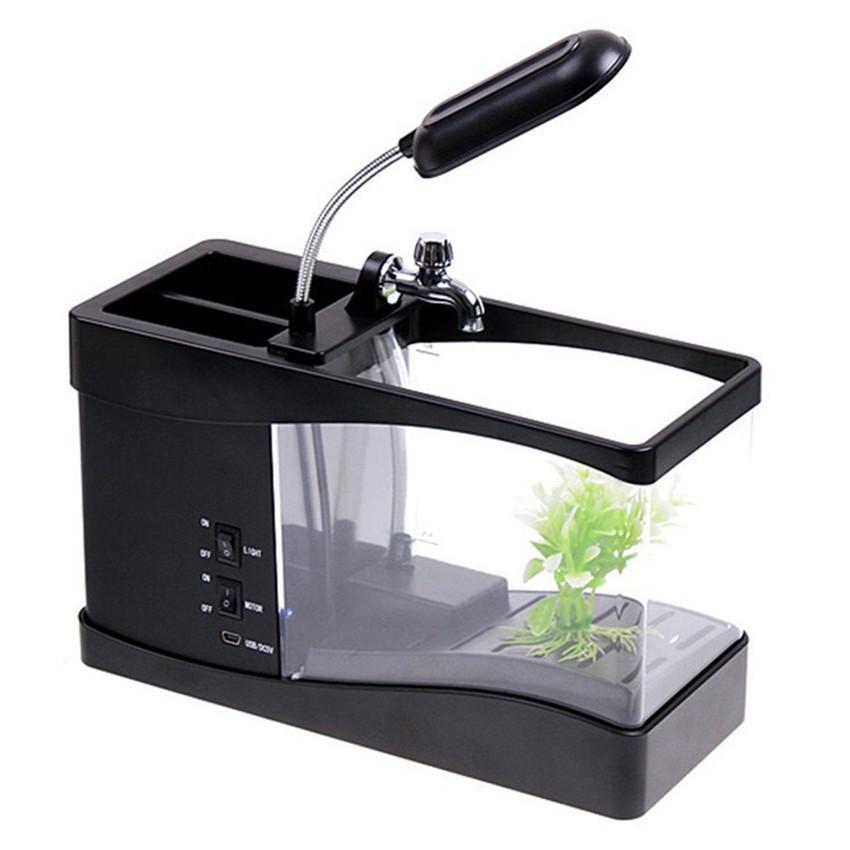 Mini Household Small USB Creative Fish Tank Aquarium Desktop Living Room Ecological Landscaping Goldfish Tank Gift