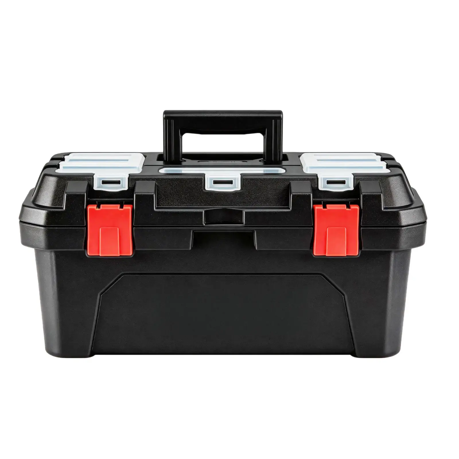 19" Polypropylene Plastic Tool Box - Sturdy Lightweight Tool Organizer with Handle, Dual Layer, Flexible for Stacking, Top Lid Slot, 44 lbs Load Capacity for Workshop DIY Enthusiasts & Job Site Organization