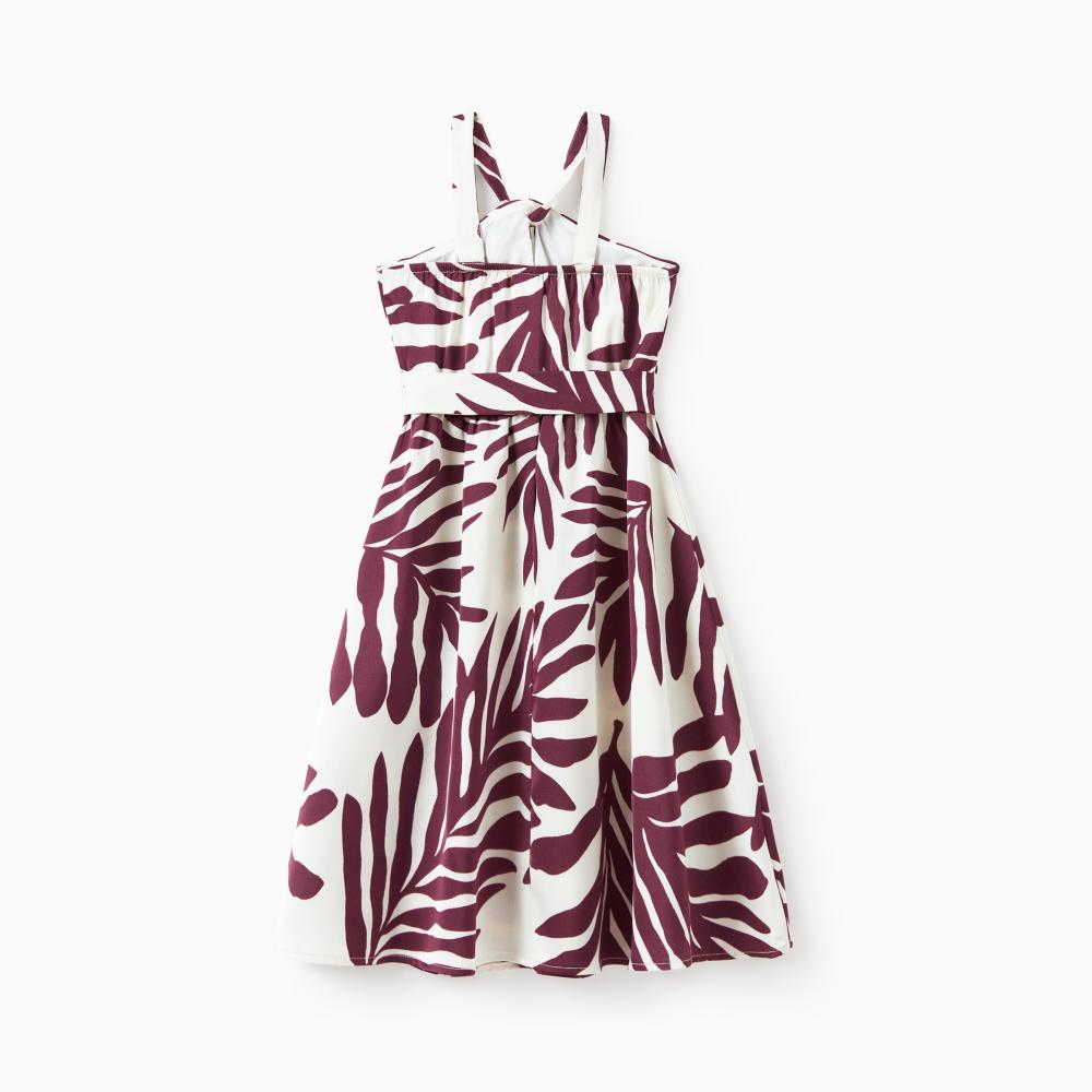 PatPat Family Matching Outfits Red Leaf Print Shirts and Strap Belted Dress for Hawaii/Cruise/Resort/Casual Wear PatPat Family Matching Outfits Red Leaf Print Shirts and Strap Belted Dress for Hawaii/Cruise/Resort/Casual Wear