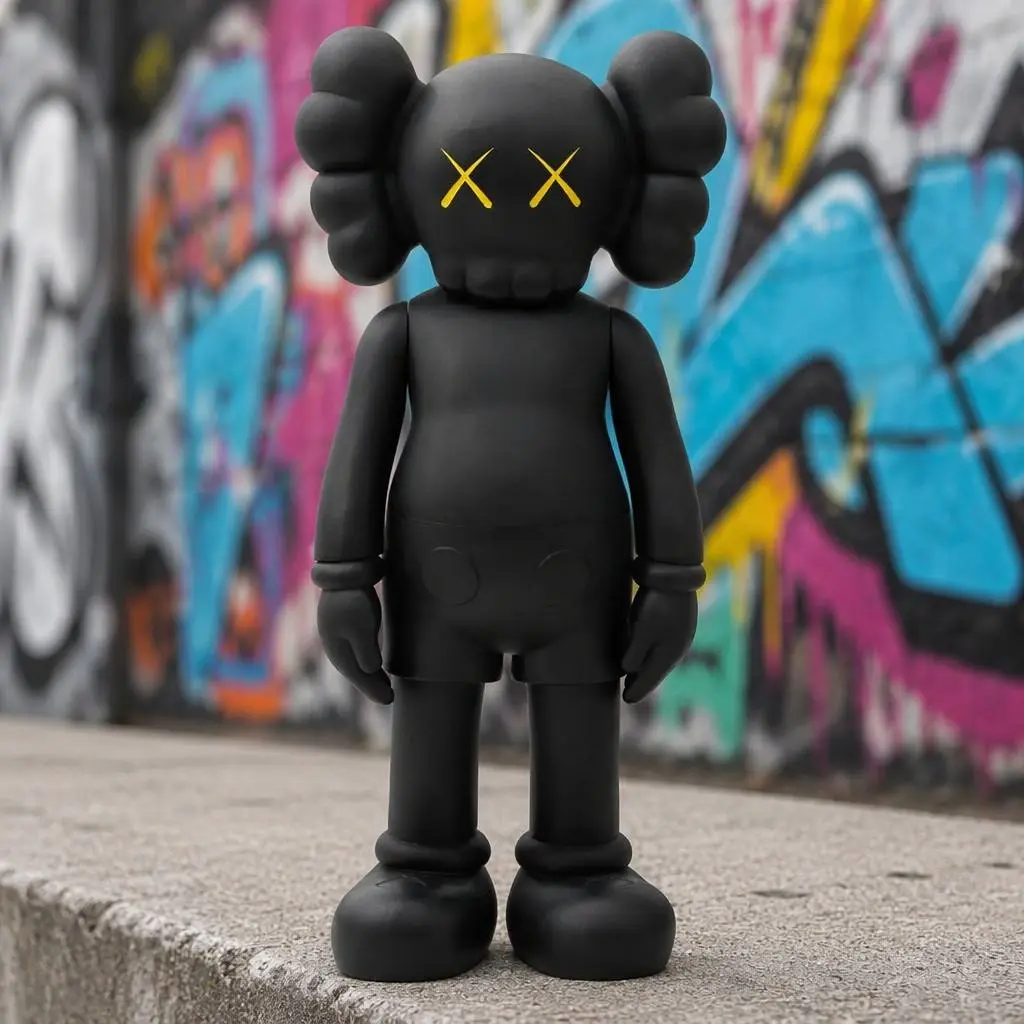 Black Collectible Figure 20cm, Designer Style Art Toy Statue, Cute Character Desk Decor, Modern Room Decoration Display, Aesthetic Home Gift for Collectors