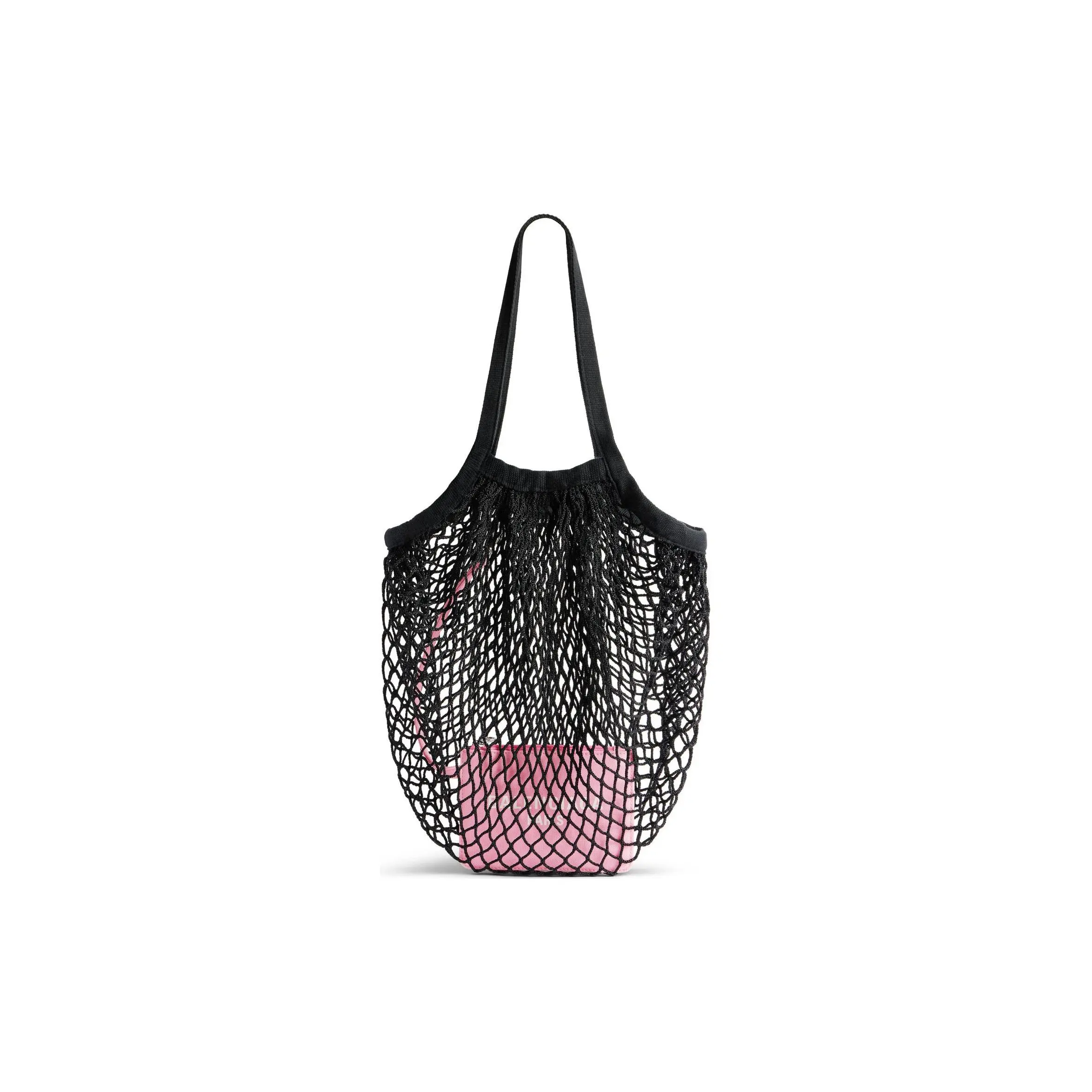 Balenciaga 24/7 Detachable Zip Pouch – Nylon Mesh Crossbody Handbag for Women, Medium Size, Black