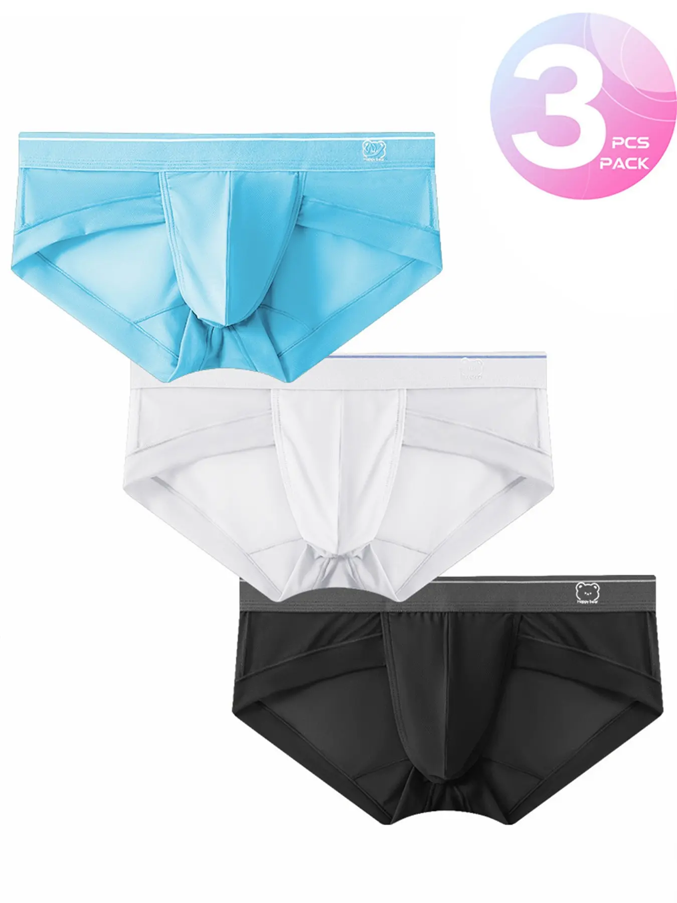 3-Pack Solid Color Men's Triangle Underwear, Mesh Cool Breathable Fabric, U-Shape Pouch, Ideal for Outdoor Sports & Daily Wear, Athletic Sport Underwear, Stretchy Sports Underwear