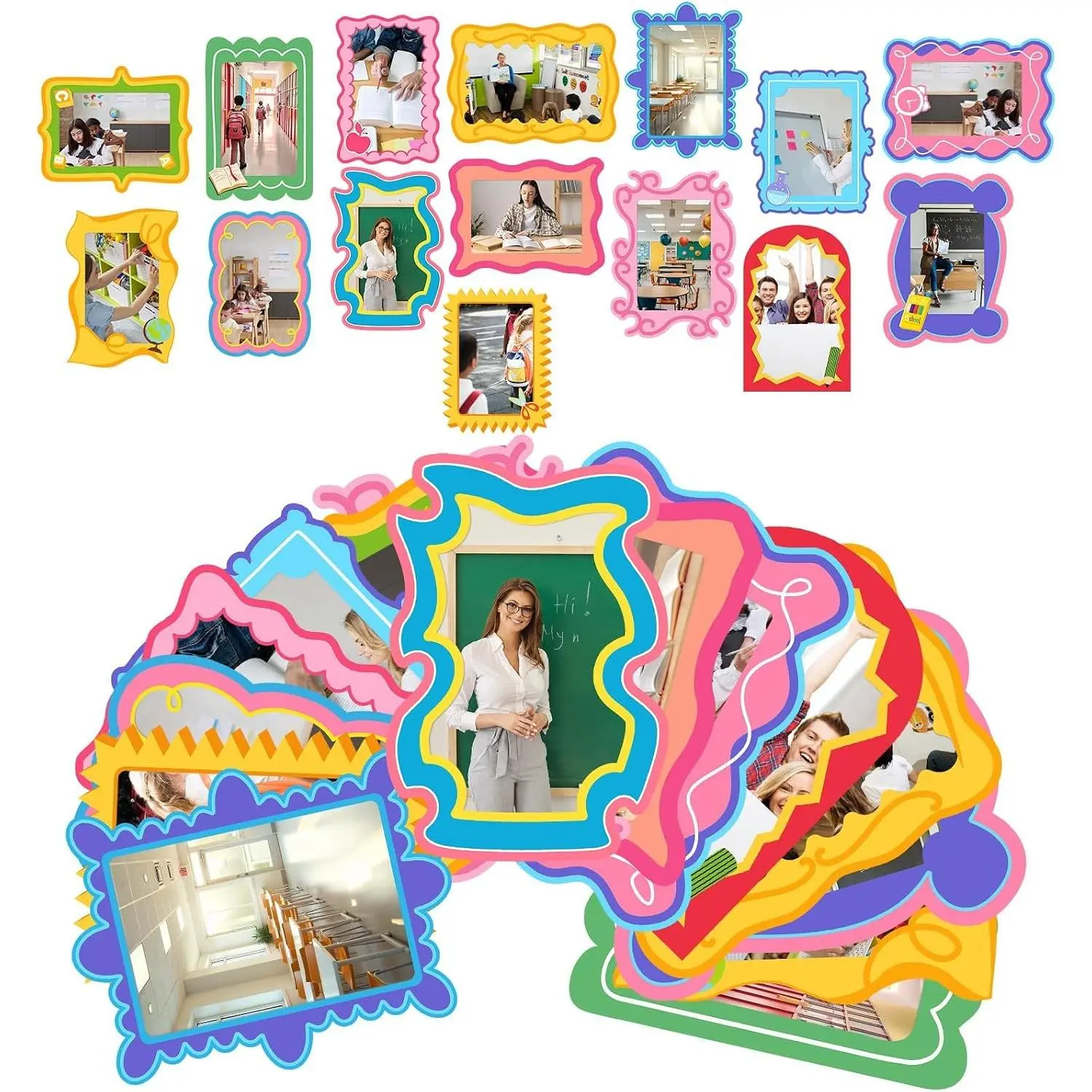 15 Pcs 5x7 Inch Magnetic Picture Frames - Back to School Photo Frames for Teachers and Students, Refrigerator & Whiteboard Classroom Decor, School Supplies