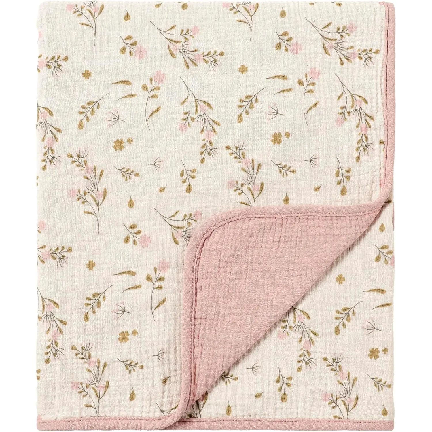 40''X40'' 100% Organic Cotton Muslin Baby Blanket for Newborns, for Baby Shower Birthday Gift - Flower 100X100cm
