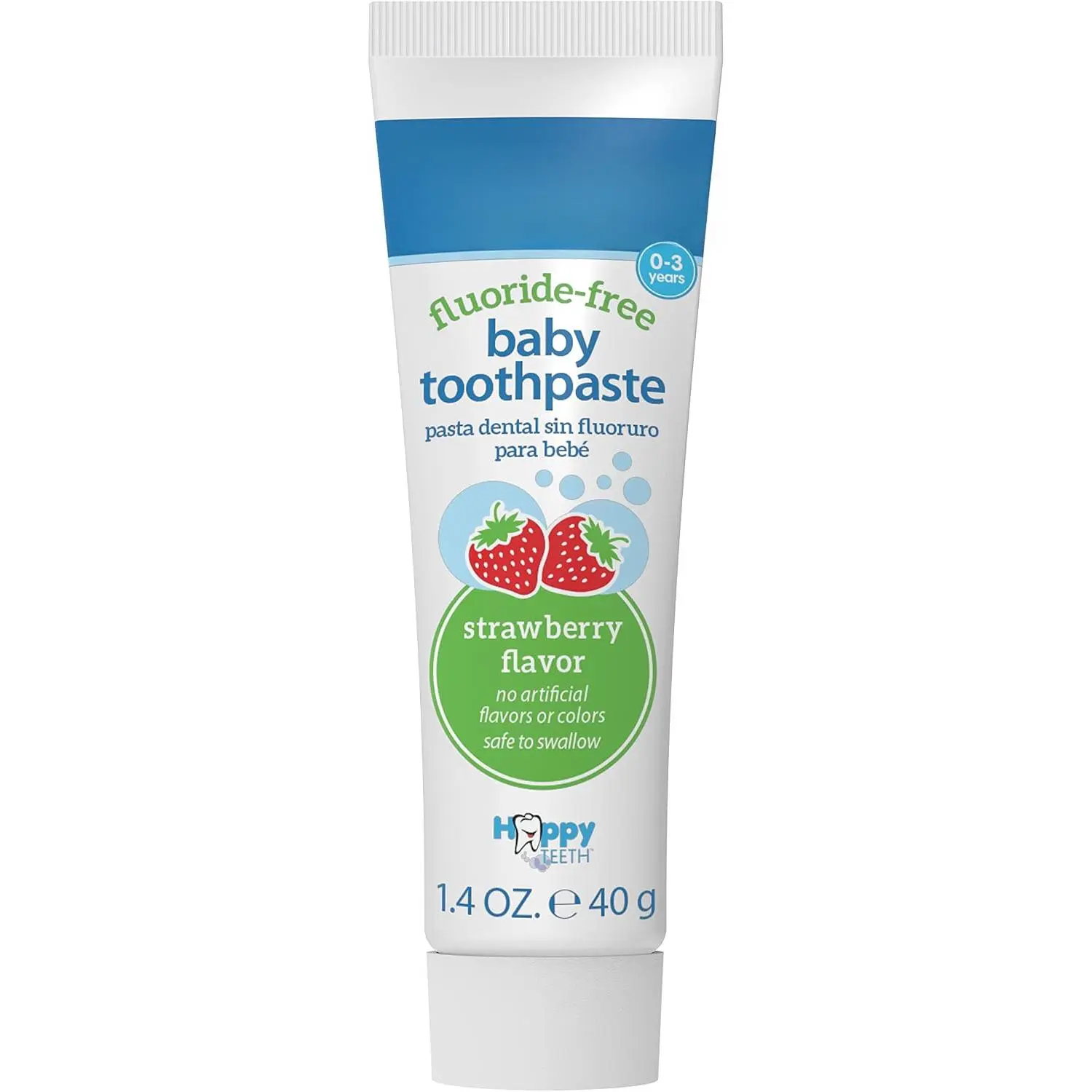 Fluoride-Free Baby Toothpaste for 0-3Y Olds, Safe for Tiny Teeth, Strawberry Flavor, 1.4oz