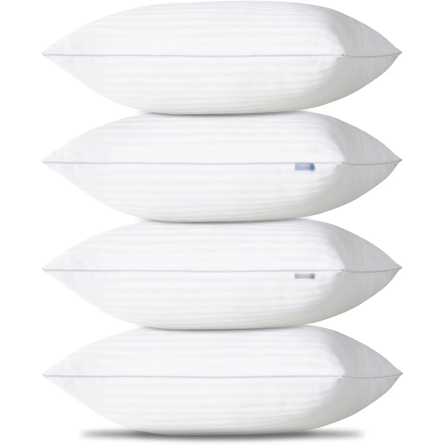 Pillows  Size Set of 4, Oeko-TEX Certified Down Alternative Striped Bed Pillows for Sleeping, Hotel Style Soft Supportive Pillows for Side,  and  Sleepers, 18x28 Inches