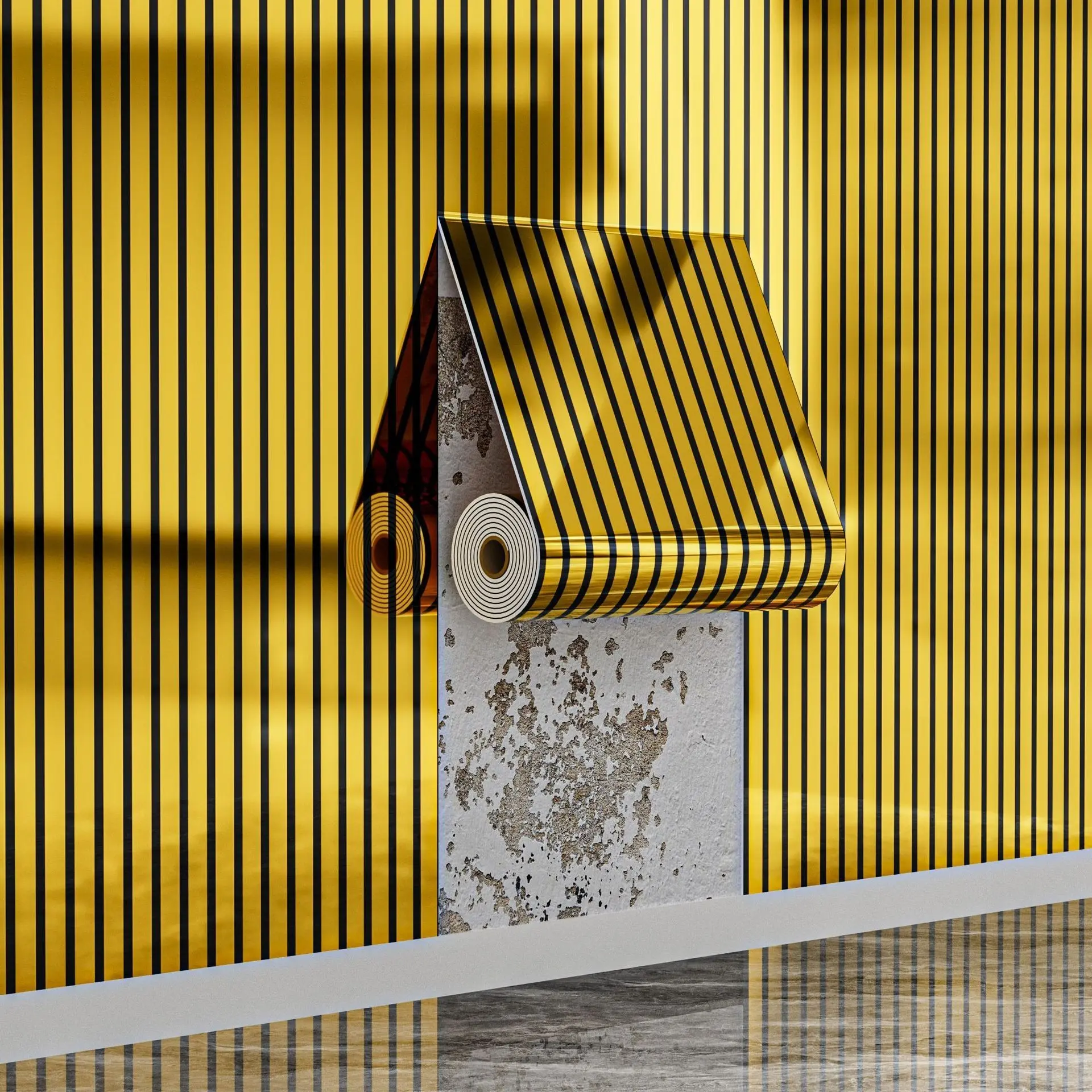 Self-Adhesive Foil-Stamped Grid-Pattern Wallpaper, Mirror Effect Wall Decals, 2.5mm Thick, 40cm X 300cm, Xpe Foam Material