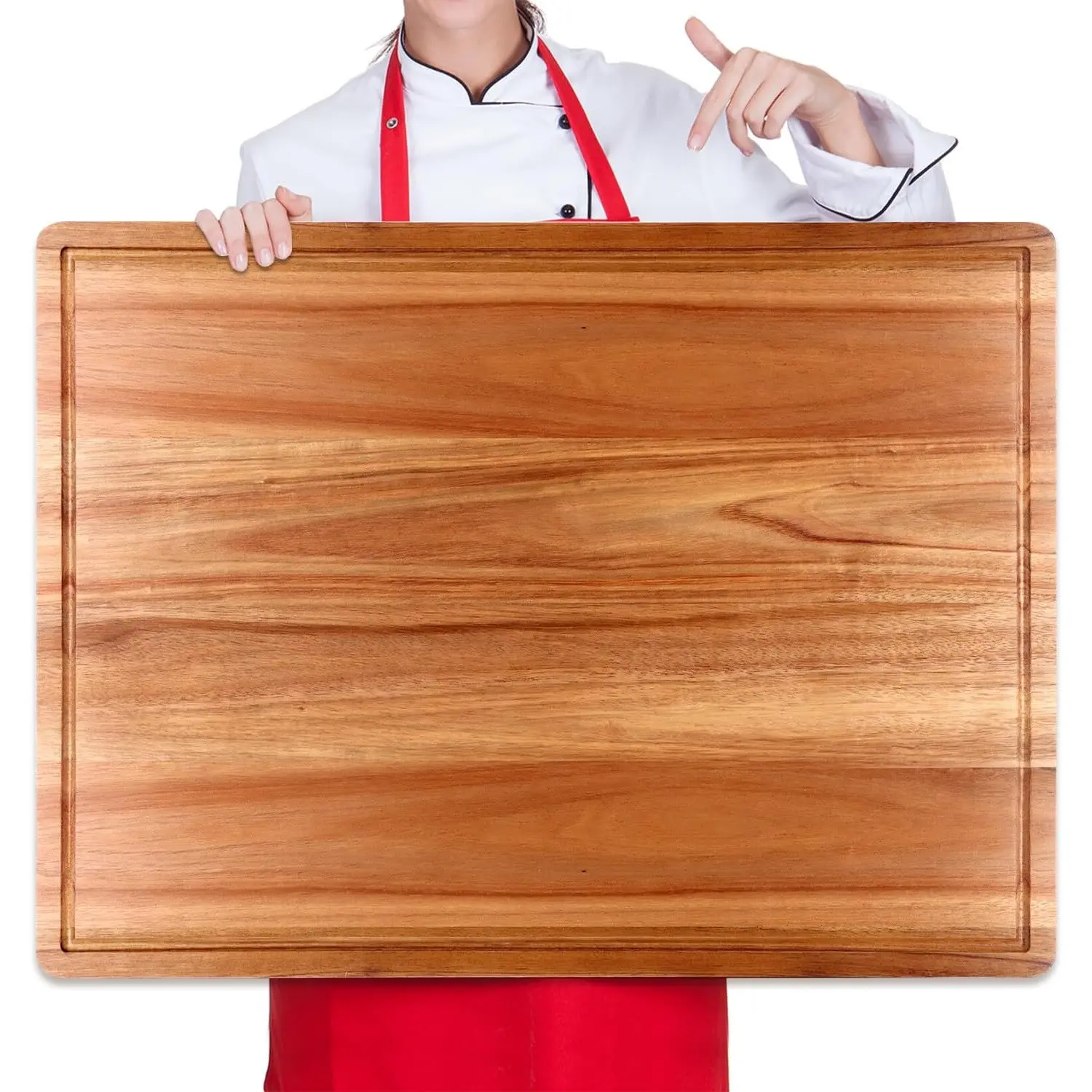 Large Wooden Chopping Board & Cheese Tray - Extra-Large Polished Serving Board Suitable for Food, Serving Cheese Platter, Vegetable Board, Holiday Table for Thanksgiving, Christmas, Easter Gatherings - & Dining Gift