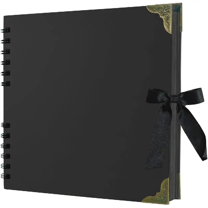 Scrapbook Album, 8 x 8 Inch Scrap book, 60 Black Blank Pages Scrapbooks albums, Hardcover Photo Album Scrapbook, Memory Book, Traveling, Birthday & Holiday Gifts.