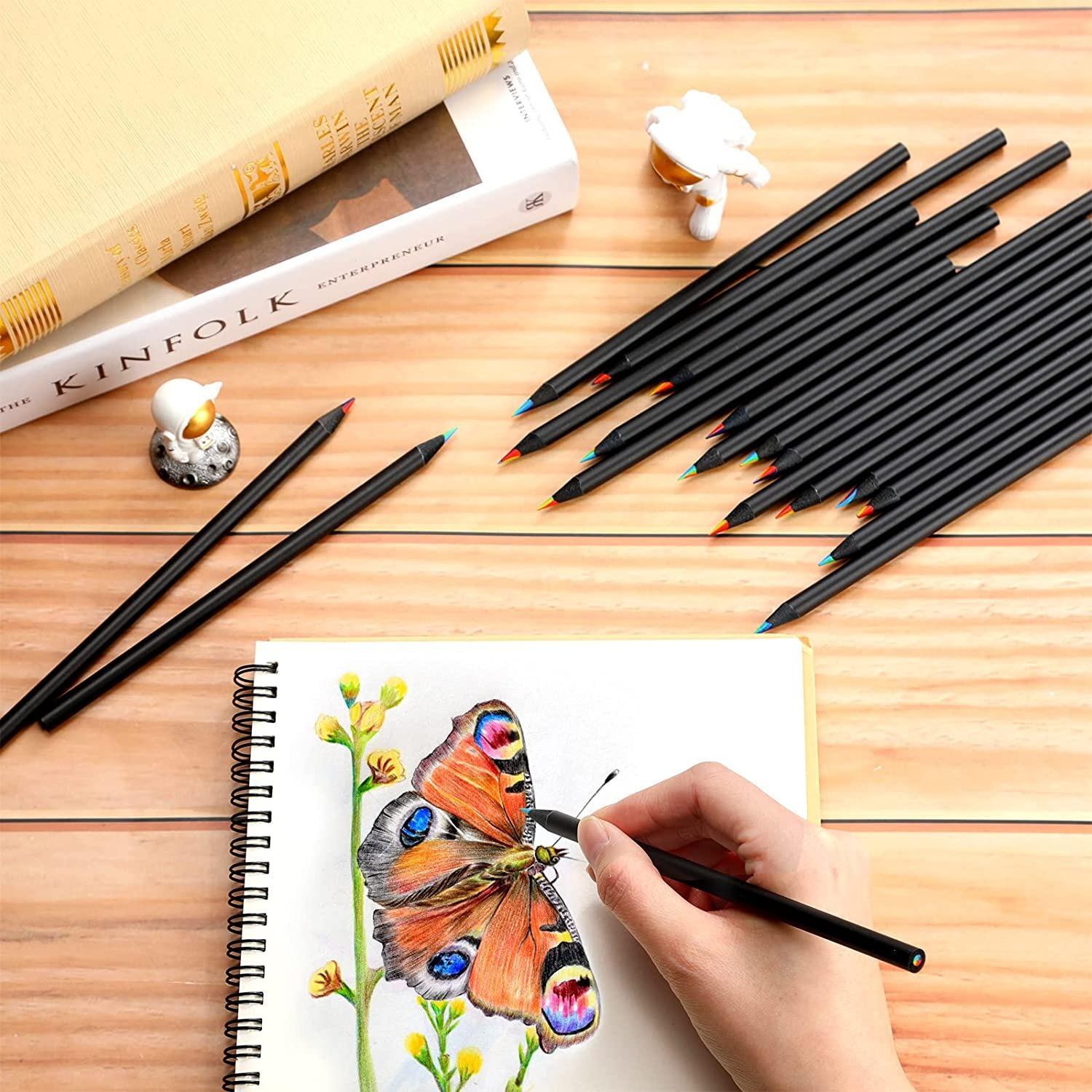 7-in-1 Rainbow Colored Pencils, 10pcs Multi-Function Sketch Pencils, Drawing Supplies for Home, School & Office, Art Supplies Gift