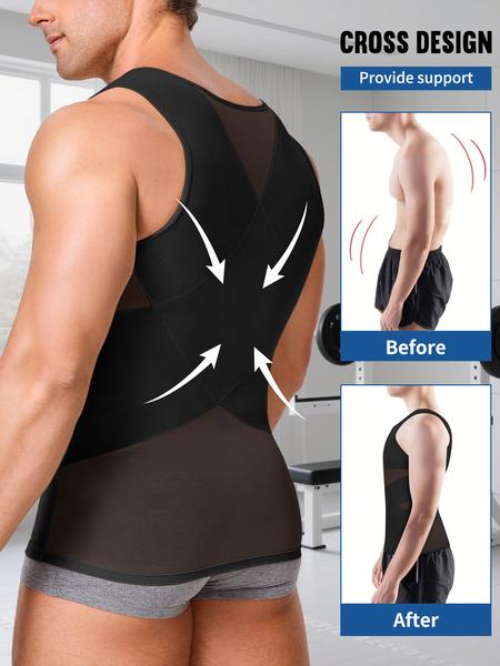 Men's Slimming Shirts, High Elastic Mesh Fabric, Strengthened Waist & Chest, Skin-Friendly Breathable Seamless Outerwear Stretch Tank Tops dailydrip comfyessentials menfashion tiktokshopbacktoschool tiktokshopblackfriday mensunderwearreview halloween