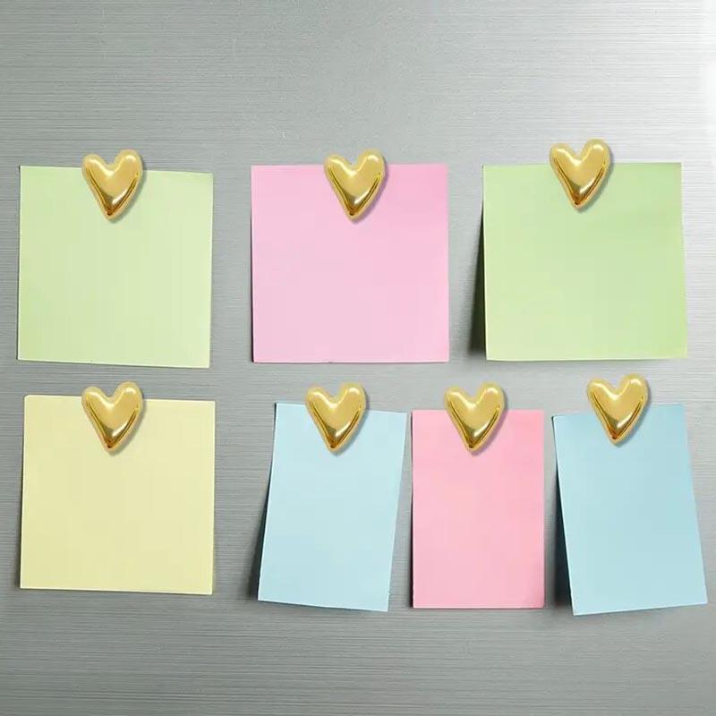 10pcs Refrigerator Golden Heart Magnets, Cute Love Decoration Magnet Set for Home Kitchen and Office Whiteboard, Valentine's Day Gift for Friends and Loved Ones, Refrigerator Kitchen Magnet