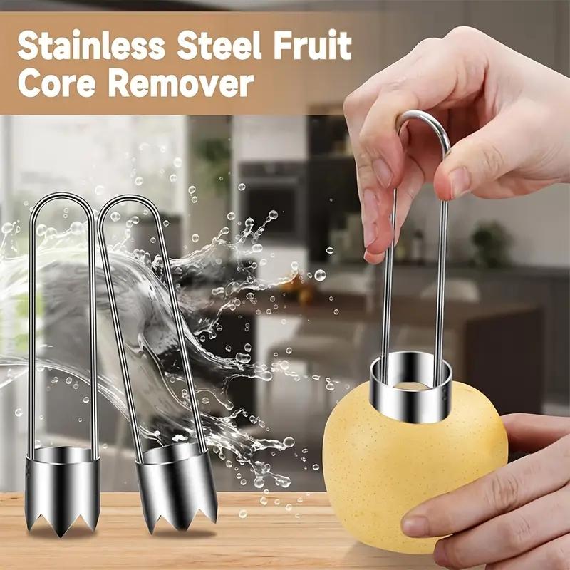 Stainless Steel Fruit & Vegetable Corer, Bell Pepper Seed Remover, Universal Kitchen Gadget for Apple Pear Tomato Chili, Durable Easy Use