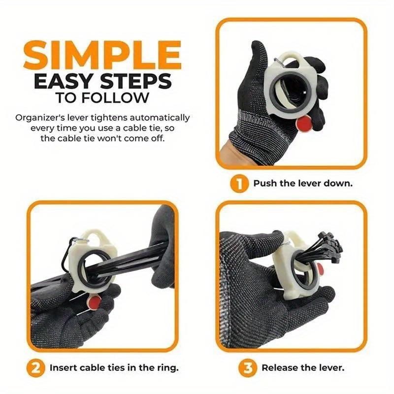 Zip Tie Organizer ABS Automatic Zip Ties Holder Keeper for Cable Tie Organizer, Portable Compact Hardware Tools, Storage and Finishing