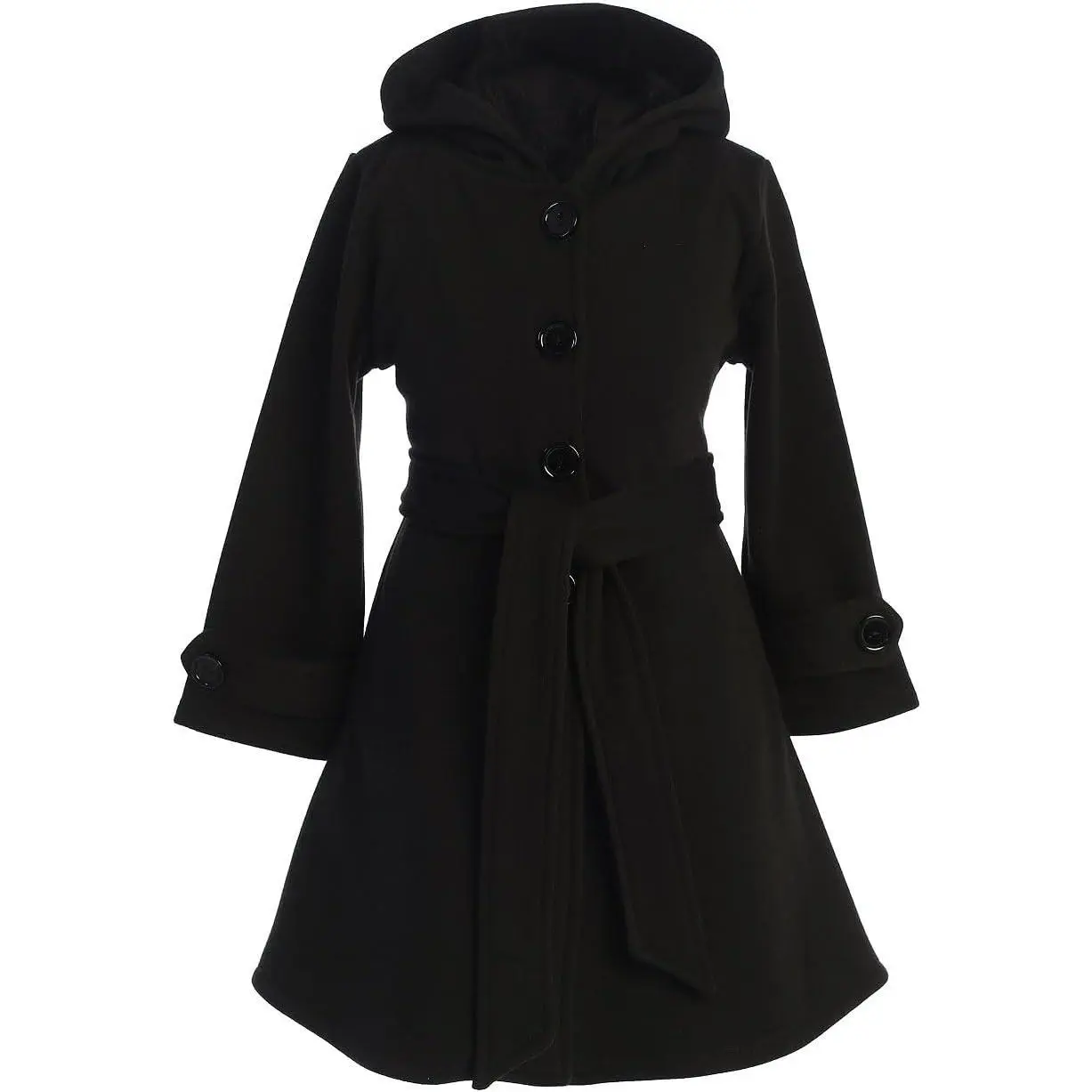 Girls Dress Coat Long Sleeve Button Pocket Long Winter Coat Outerwear 2-14