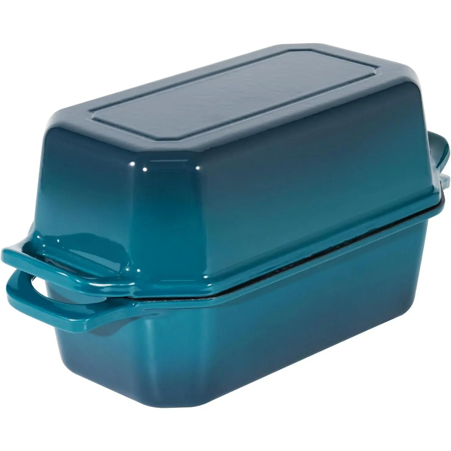 Bread Pan Cast Iron Loaf Pan with Lid Bread Loaf Pan 8.5x4.5 Inch Loaf Pan Enameled Cast Iron Sourdough Loaf Pan, DarkCyan