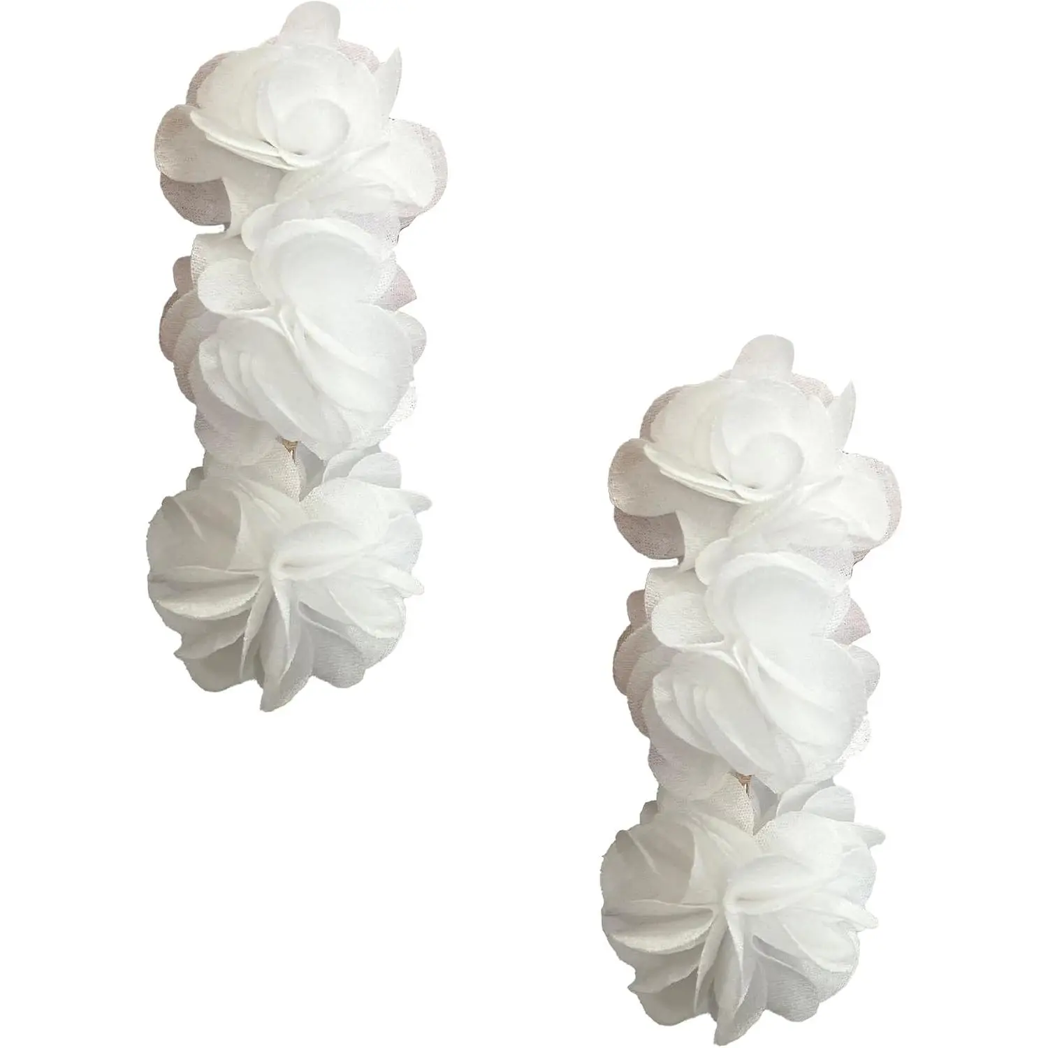 Women's Multi-Layered Fabric Flower Earrings, Lightweight Elegant Bohemian Style, Suitable for Casual & Formal Occasions