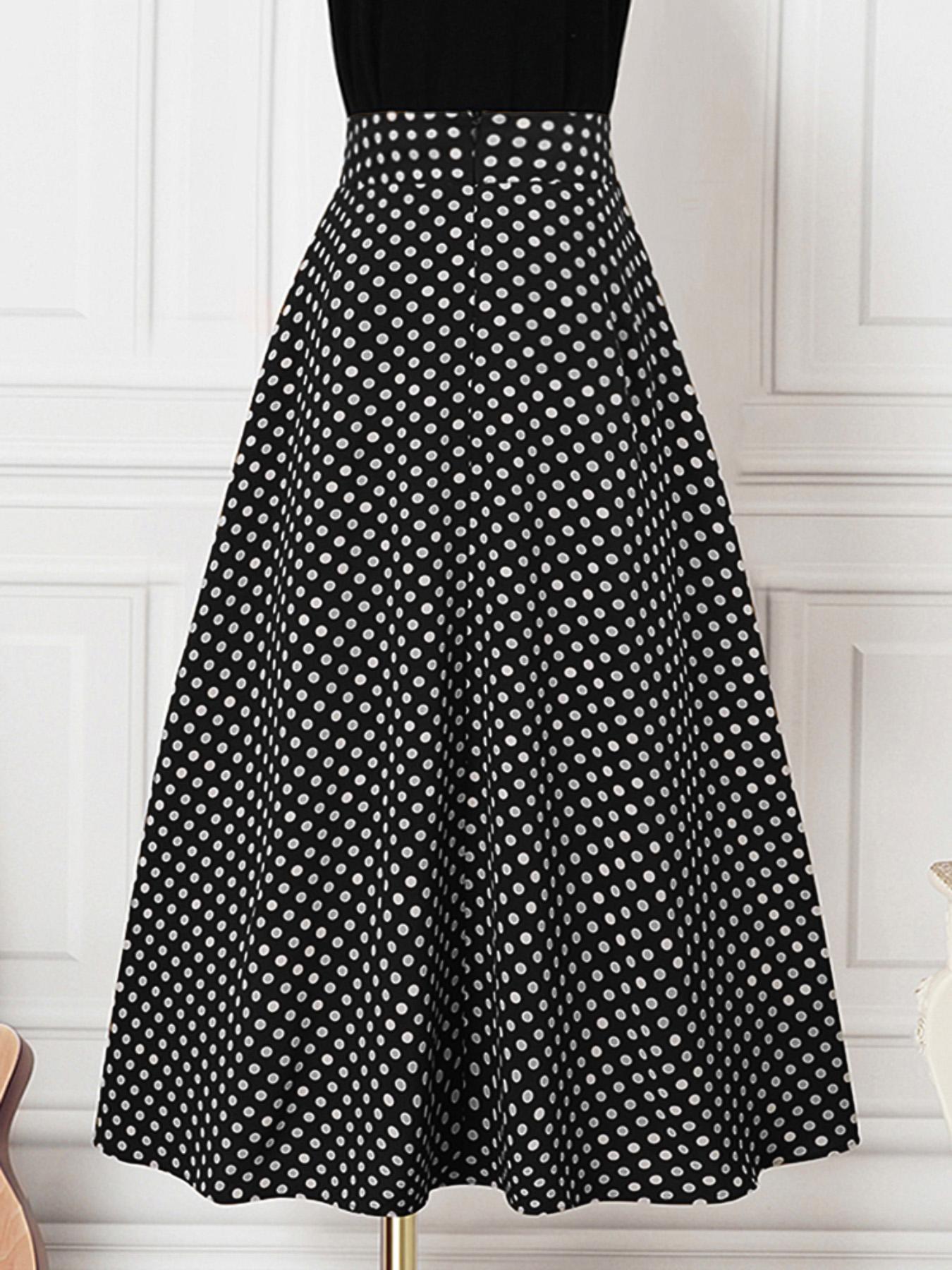 Women's Polka Dot Print High Waist Skirt, Retro Elegant A Line Long Skirt for Party Holiday, Ladies Bottoms for All Seasons, Womenswear, Vintage Skirts