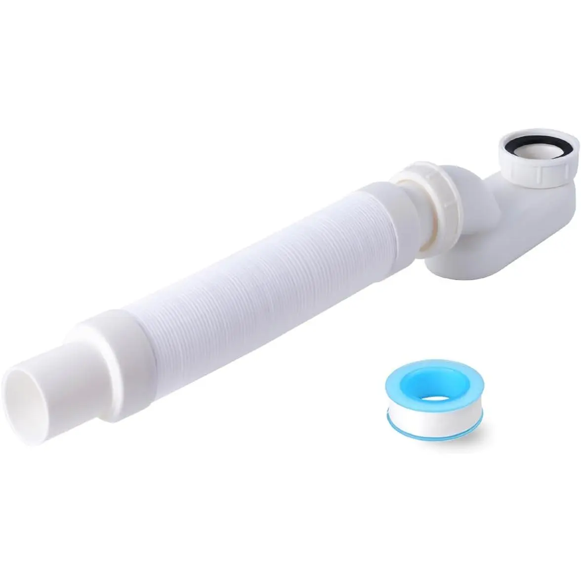 Bathtub Shower Drain Pipe, Low Profile Flat 1 1/2 P  Kit Flexible Freestanding Tub Drain for Bath
