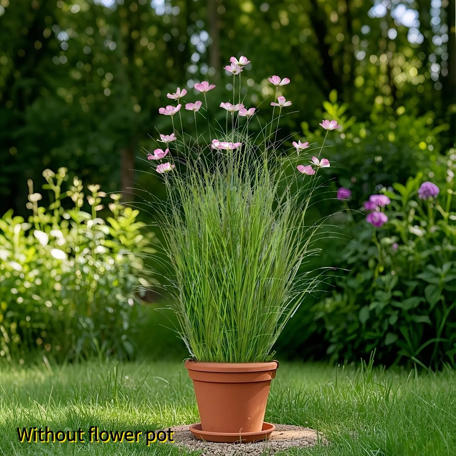 8 Pcs Artificial Onion Grass & Cosmos Flowers, Realistic Plastic Plants, Artificial Floral Plant, Faux Greenery Stems for Outdoor Garden, Indoor Decor, Lifelike Fake Plant