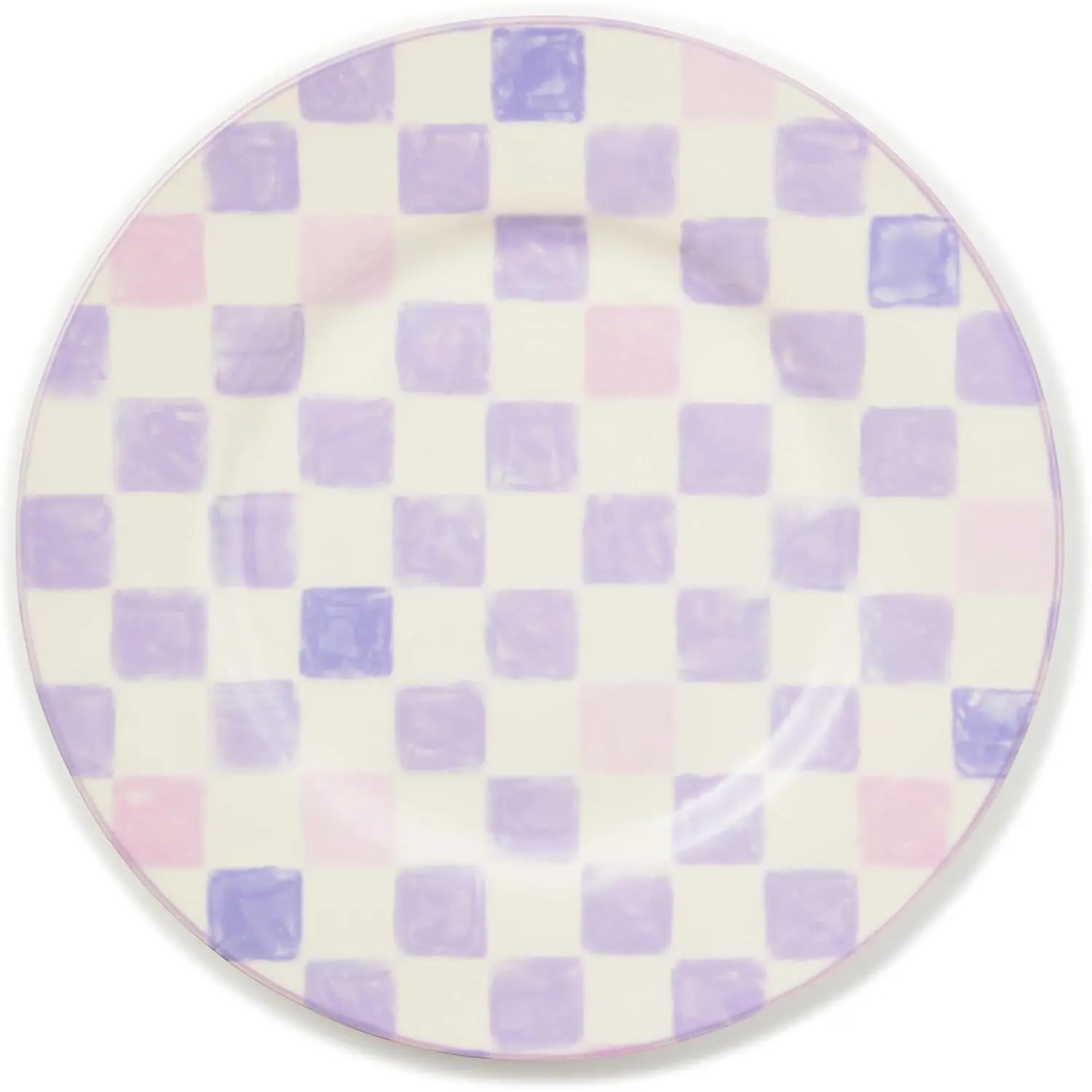 Stoneware Dinner Plate, Dishwasher- and Microwave-Safe Plate, 11 Inches, Lilac Check