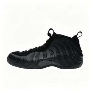 2026 new Vintage Matte Black Ripple-Molded Mid-High Basketball Sneakers | Integrated Wavy Shell, Honeycomb Cushion Accent & Anti-Slip Outsole Urban Streetwear Footwear