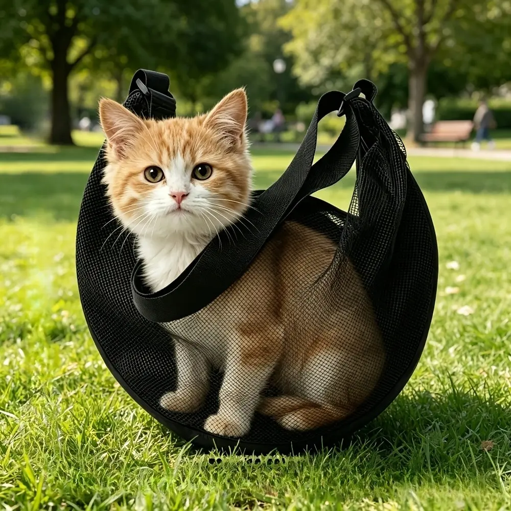 Lightweight Breathable Mesh Dog Bag, Outdoor Animal Carrier for Small to Medium Pets, Adjustable Shoulder Strap, Zip Closure, Ideal for Outdoor Activities