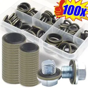 100pcs Sealing Ring Rubber Gasket Kit Sealing Gasket Oil Pan Oil Drain Screw Gasket High-pressure Oil Pipe