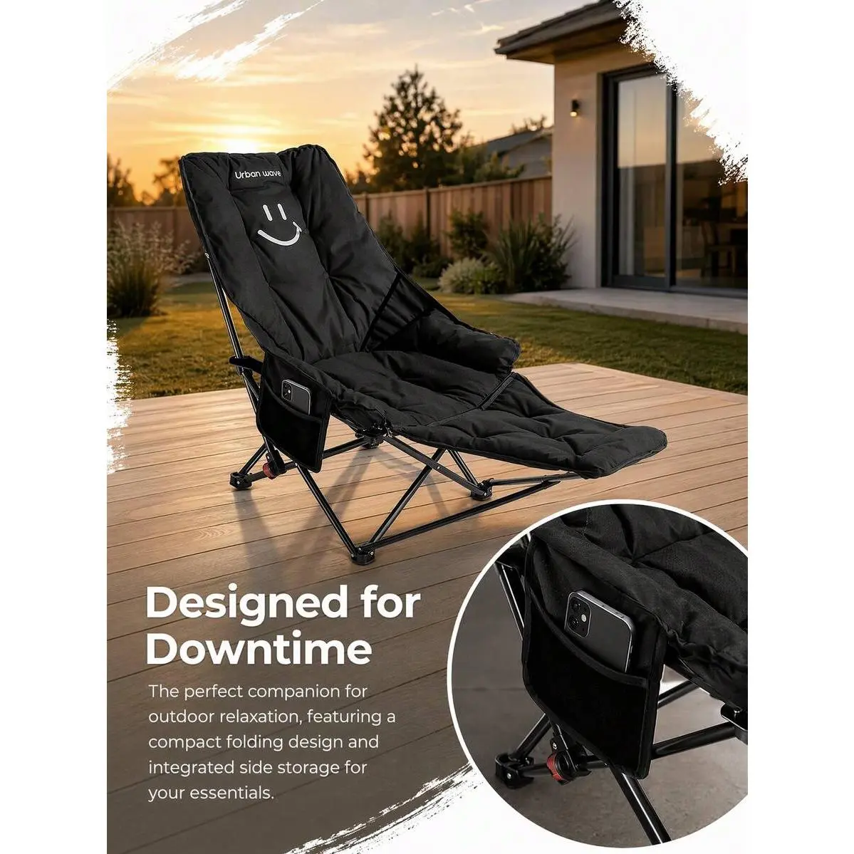 2-In-1 Reclining Camping Chair With Footrest For Adults, 4 Adjustable Positions, , Lightweight Mesh Beach Chair Supports 280lbs, Heavy Duty Camp Chairs Outdoor
