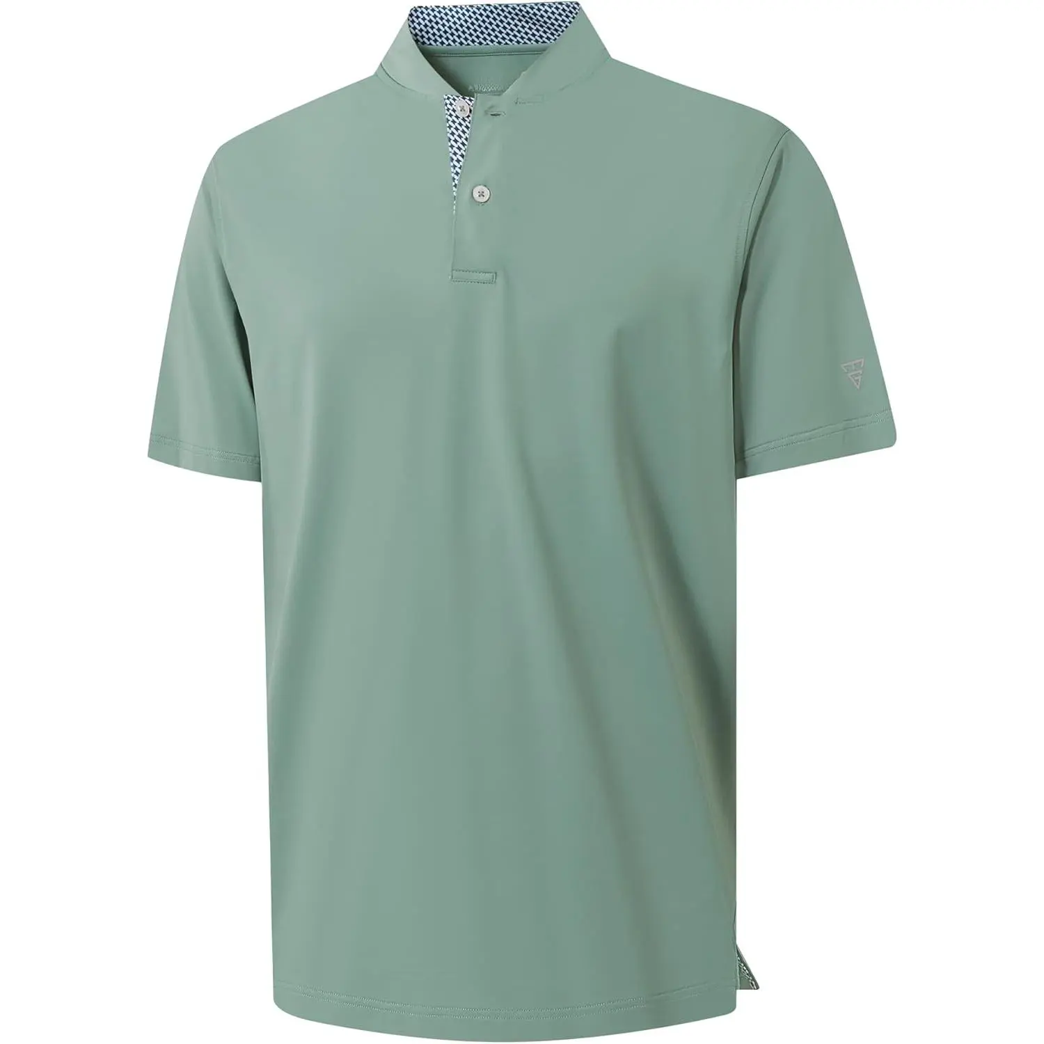 Men's Collarless Performance Dry Moisture-Wicking Casual Solid Short-Sleeve Henley Shirts, Menswear Tops for Golf, Shortsleeve