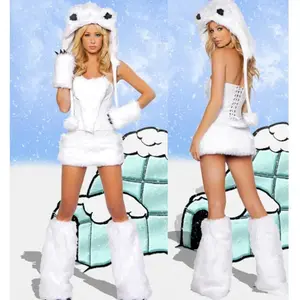 Halloween Costume Women Sexy Furry Animal Costume Gray Deluxe Elephant White Panda Leopard Catgirl Roleplay Cosplay Party Outfit