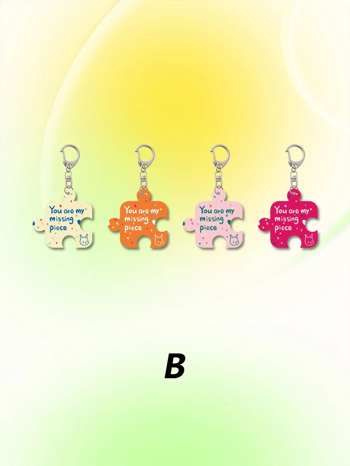4 Acrylic Cartoon Puzzle Keychain Set, You are my missing piece，Cute Design, All Season Accessory, Bag Wallet Charm, Friend Gift Idea