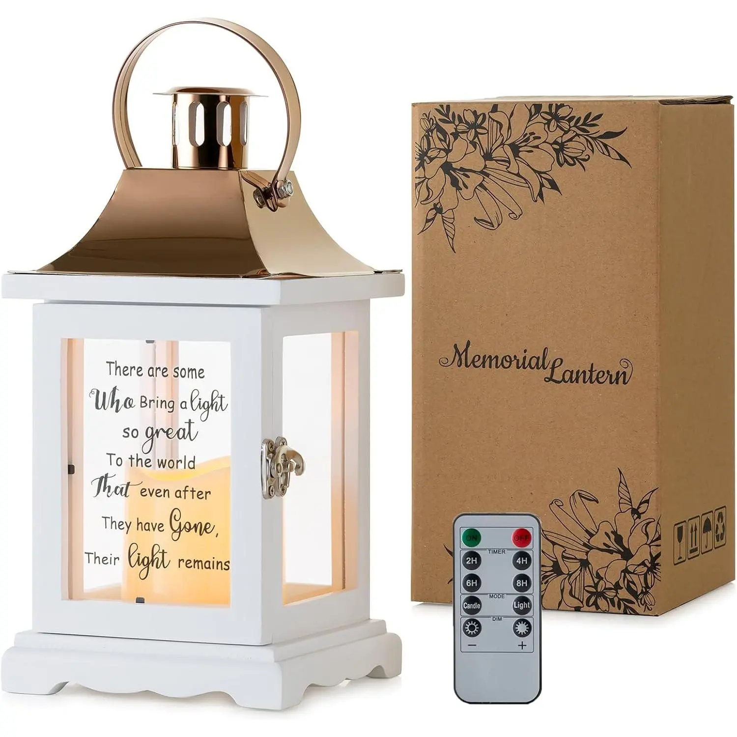 Memorial Lantern, 11" Tall, for Loss of Loved  | Sympathy  with Heartfelt Message.  Frame,  Top, and Led Candle inside.