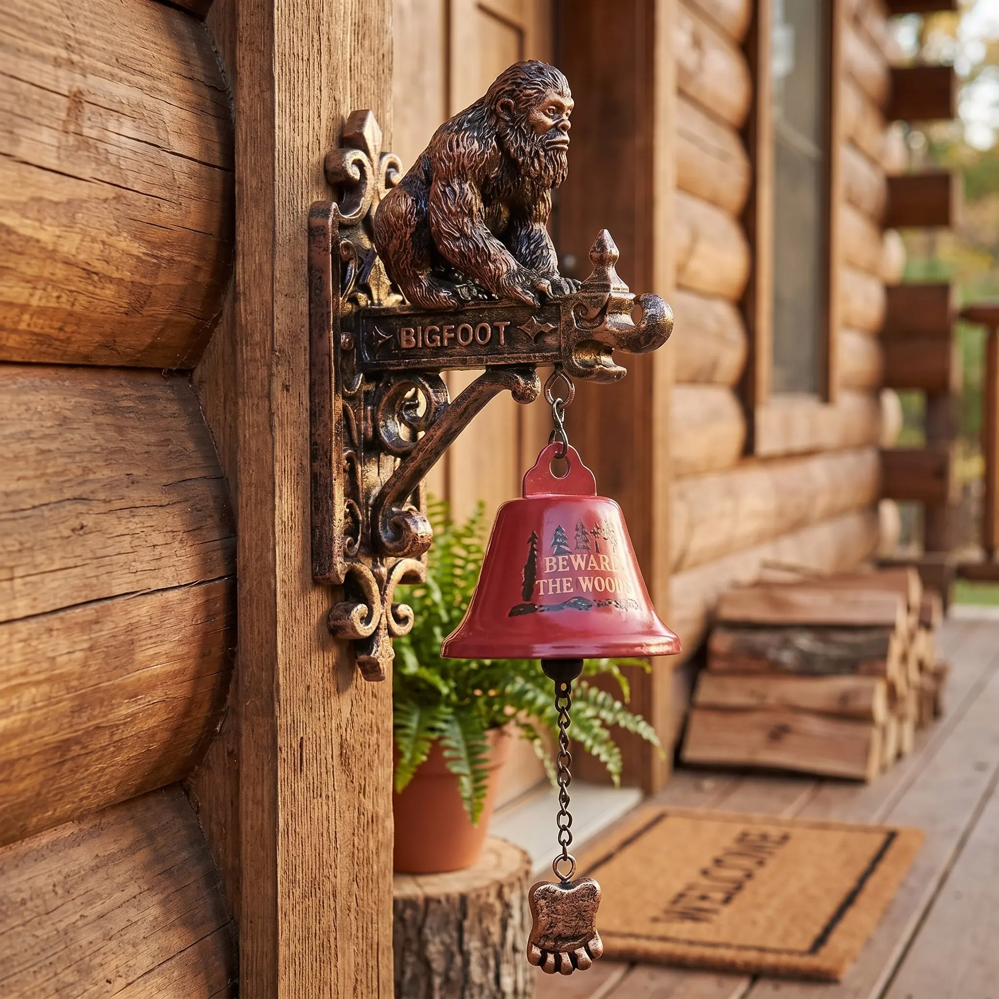 1 Pc Durable Resin Bigfoot Doorbell Decor, Battery-Free Spooky Sasquatch Design, Indoor & Outdoor Halloween Decoration, Great for Door, Porch & Woods Theme, Halloween Gift #GLOBAL PICKS