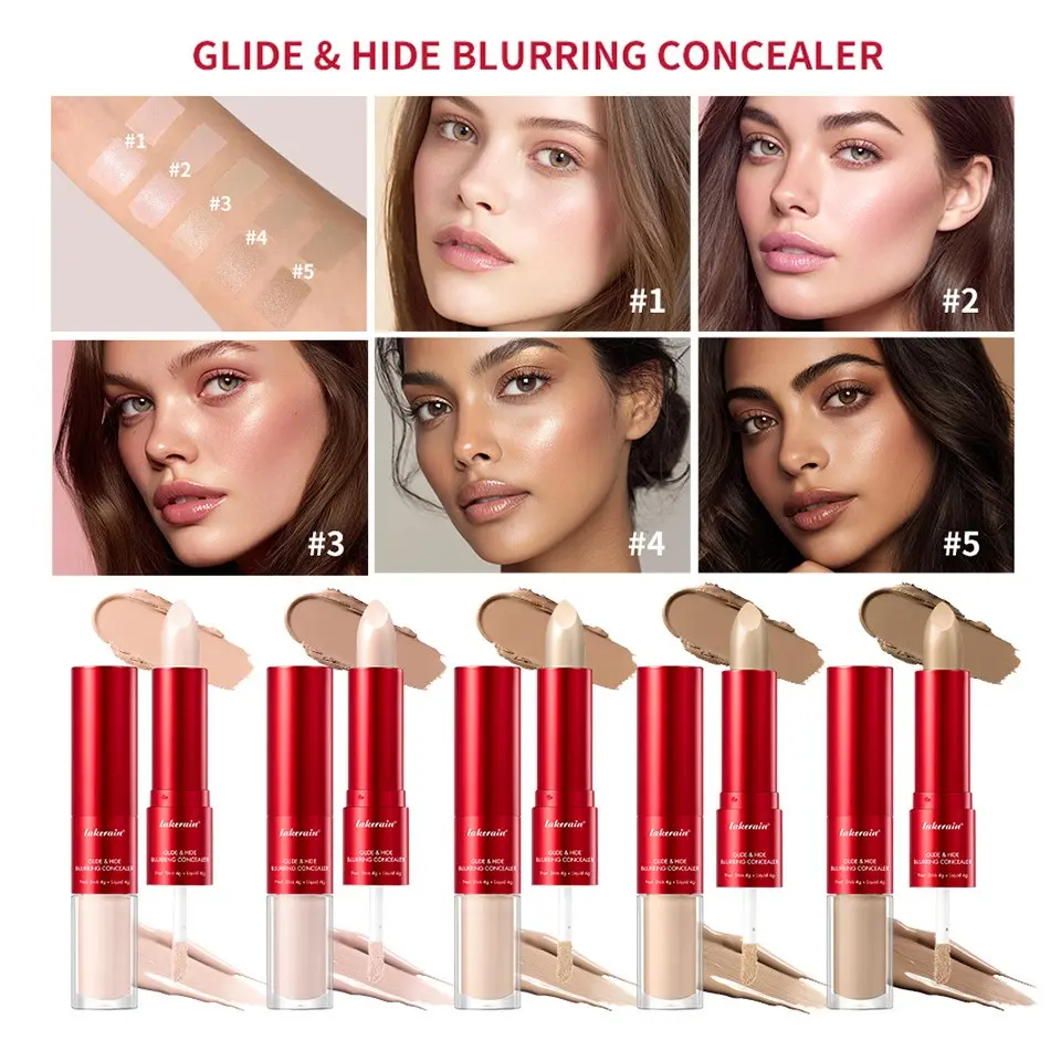 1Pcs Glide&Hide Blurring Concealer - Creamy texture Conceals dark circles and wrinkles Dual formula (liquid tip & balm stick) Long-lasting wear Womens cosmetics
