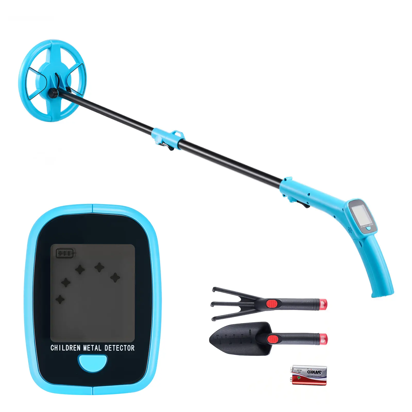 Metal Detector, Search Coil, DC 9V Voltage, ABS Construction, Adjustable 25.6"-36.6-inch High Accuracy Gold Detector, With LCD Display