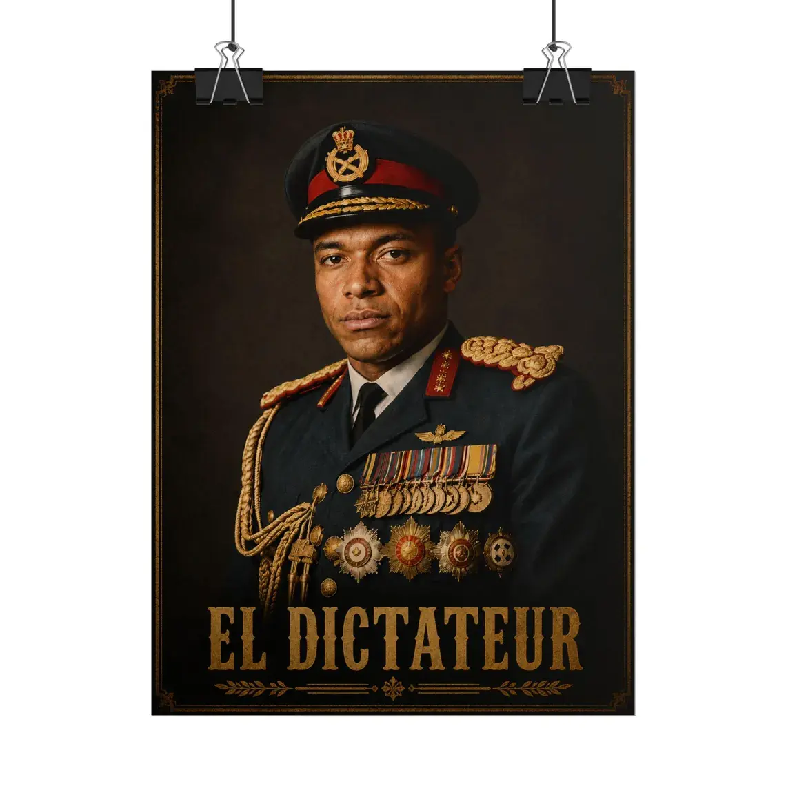Kylian Mbappé "The Dictator" Poster| Funny Football Meme Wall Art| France  2026 Gift