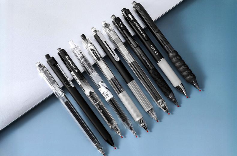 3 styles, 10 pens each, simple solid translucent dual design gel pens 0.5mm, smooth non bleeding quick dry pens exams practice, DIY study office writing, large capacity black gel pens